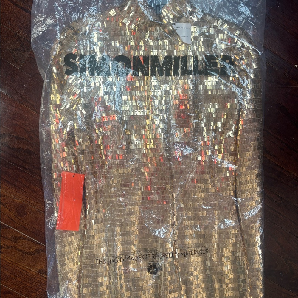 Simon Miller Gold Sequin Long Sleeve Gown dress BNWT - Picture 5 of 6